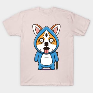 Corgi Scary Costume Halloween Retro Colorful T-Shirt